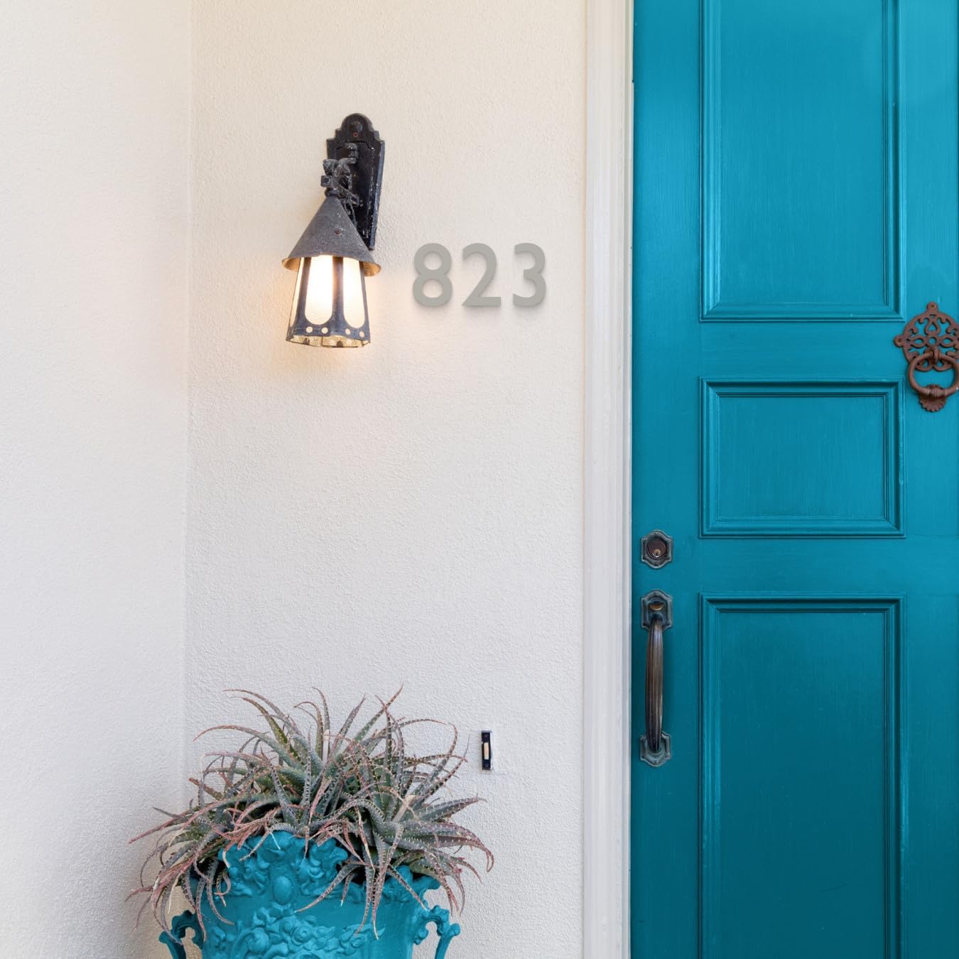 Architectural Mailboxes 3582SN-4 4 inch Solid Brass Floating House Number, 4, Satin Nickel