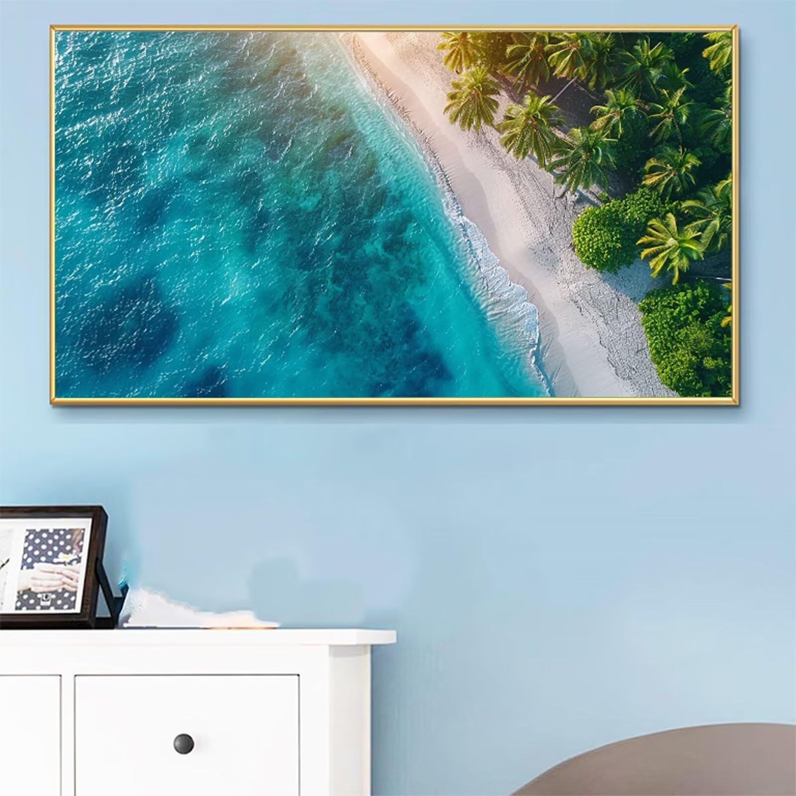 Malowanie numerami dla dorosłych malowanie morskie niebieski numer DIY kolorowanie według numeru dla dorosłych 60 x 120 cm z pędzlami i akrylami, nieoprawiony, ręczny zestaw aktywności do letniej