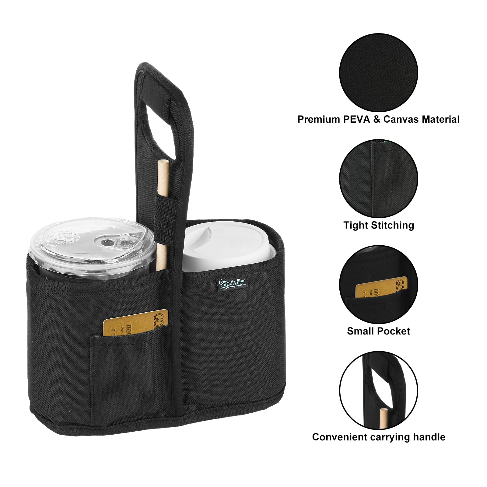 Beautyflier Portabebidas con asa para Entrega, Reutilizable, Aislado, portátil, 2 portavasos con asa, Organizador para Bebidas frías y Calientes