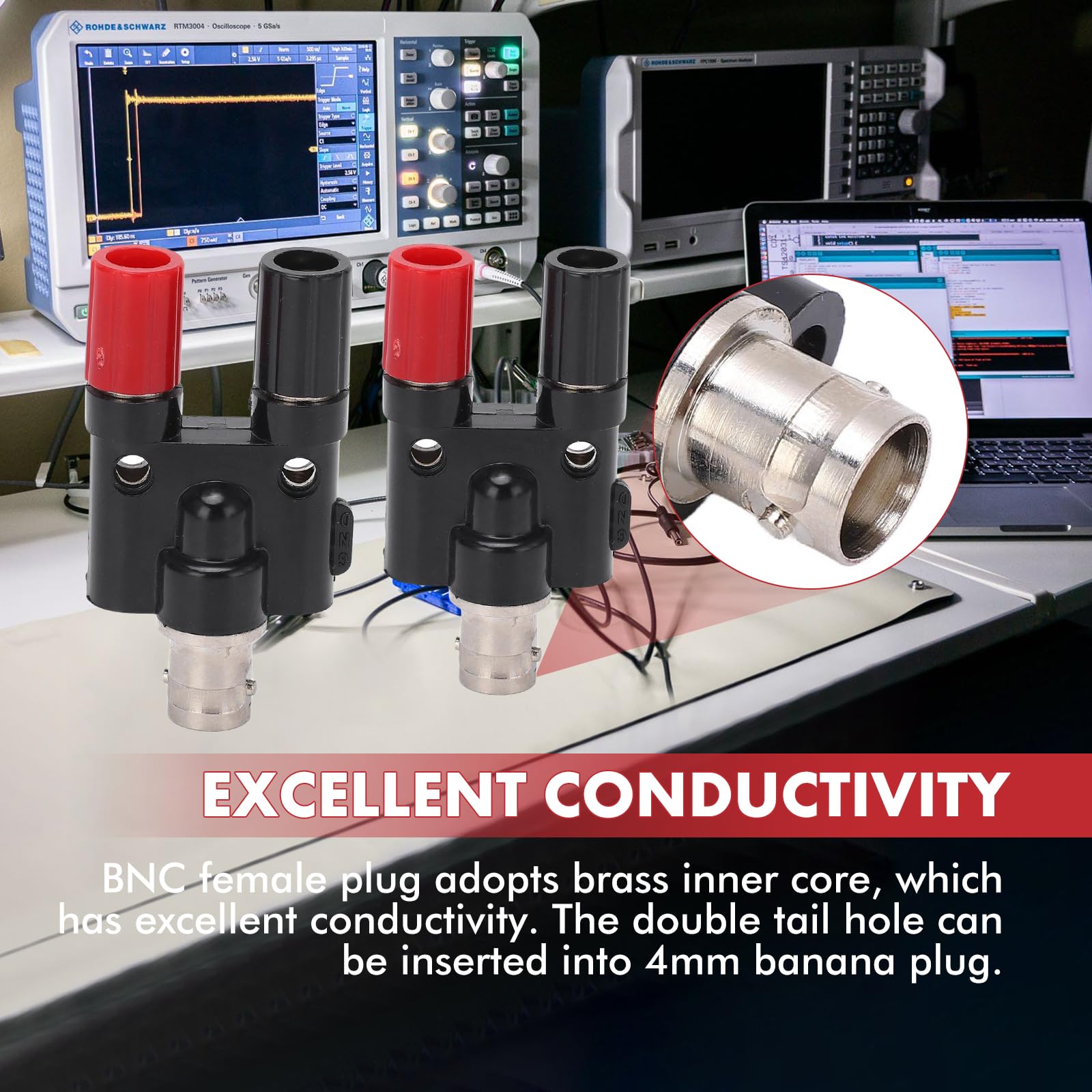 Gniazdo BNC na 2 x 4 mm podwójne gniazdo bananowe zacisk przyłączeniowy, 2 sztuki gniazda BNC na gniazdo Dual Banan, wiązanie słupków, rozdzielacz RF-Coax, adapter do anten radiowych HF