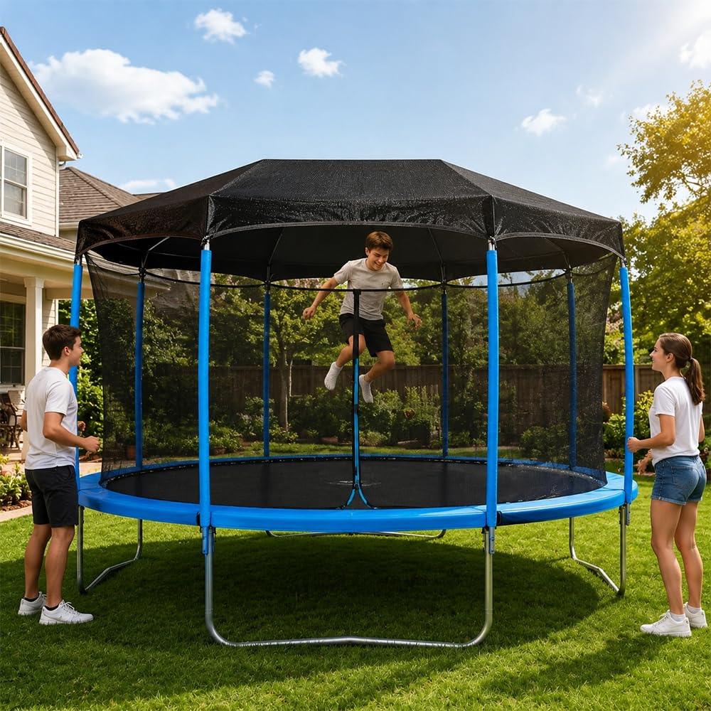 Trampolin Sonnenschutz 366, Trampolin überdachung für 8-Stangen Zelt, UV-resistent Trampolins Abdeckung, Trampolins Zubehör