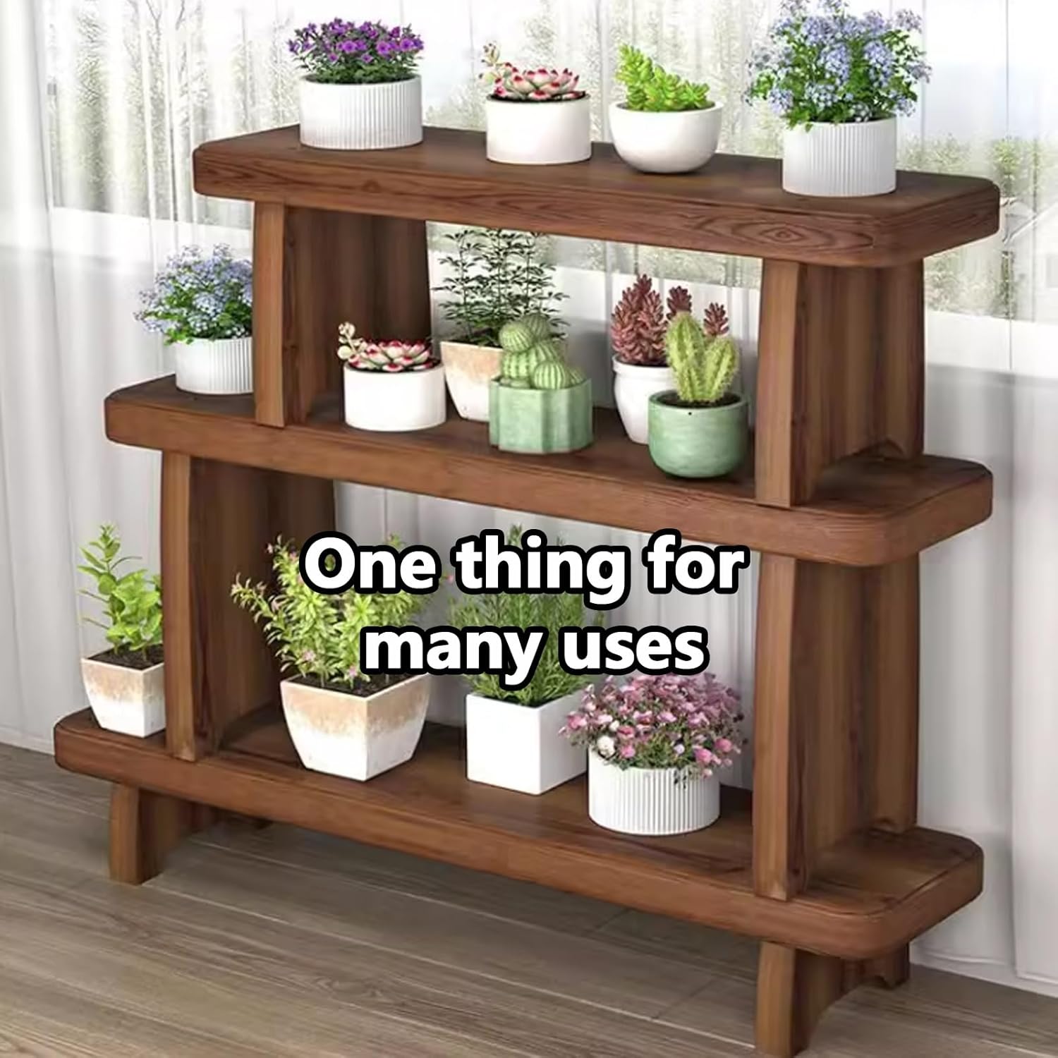 Wood Bench,Garden Bench Chair Outdoor Bench,Wooden Garden Patio Bench,Backless Outside Bench Front Porch Bench,Wood Entrance Chair Chaise Flower Stand,All Weather Bench for Indoor Outdoor