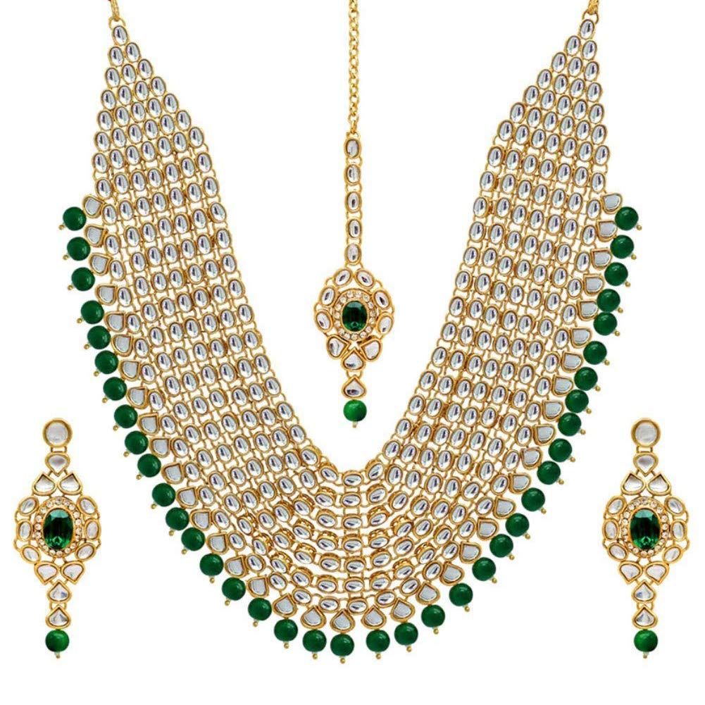 Shining Diva FashionLatest Stylish Kundan Pearl Traditional Necklace Jewellery Set for Women