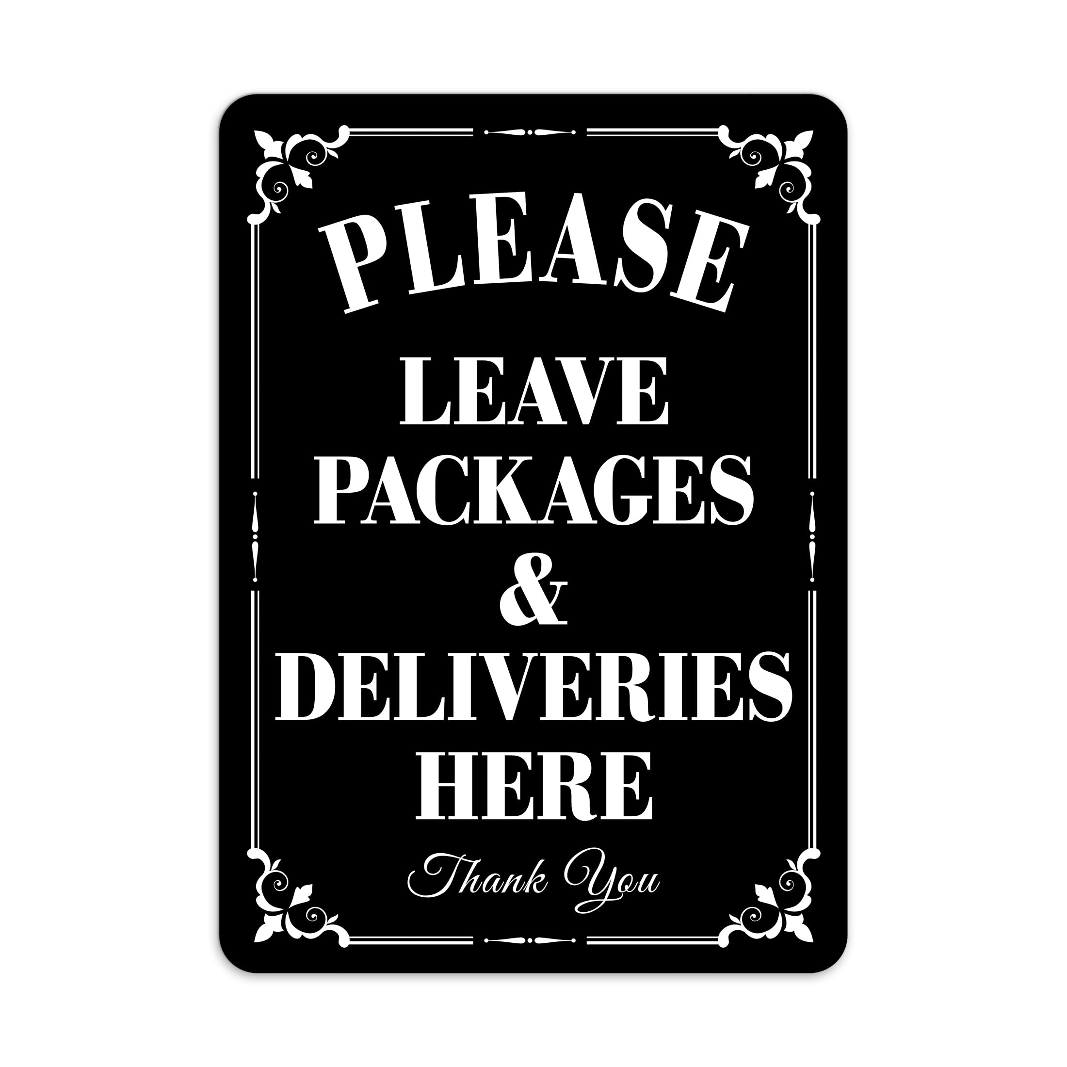 2 Pack Please Leave Packages and Deliveries Here Sign,Metal tin sign Waterproof and Durable Delivery Signs for Packages, Please Place Packages In Box Metal for Home,Office,Shop,Box, Door