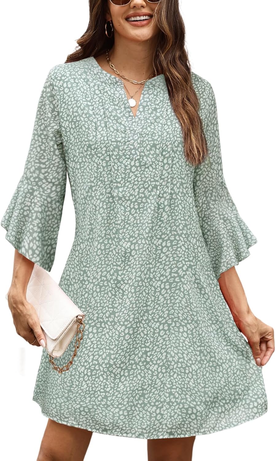 CiCiBird Summer Dresses for Women 3/4 Sleeve V Neck Dress Casual Vacation Clothes