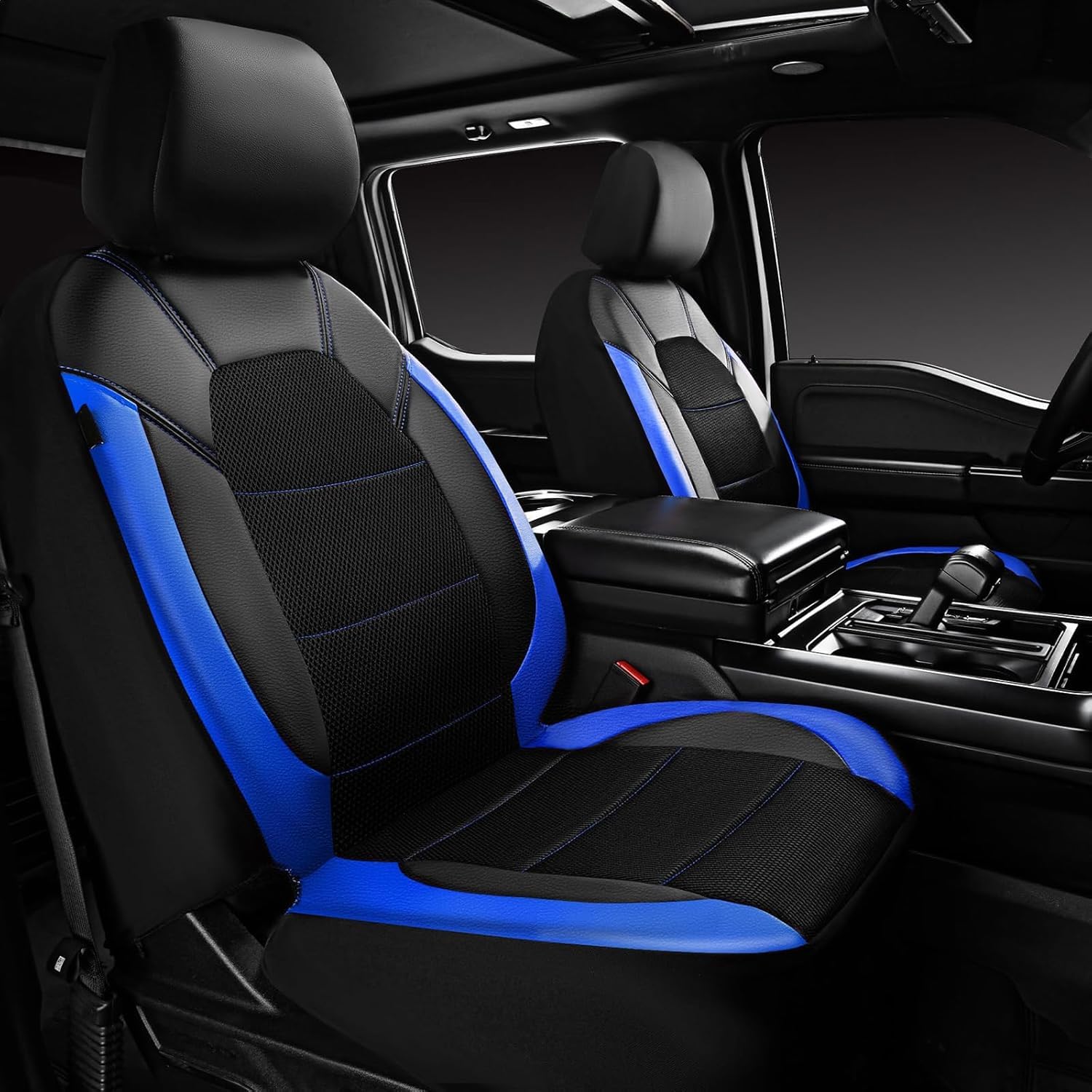 Fundas Asientos Coche Cuero para Citroen C3 c3 Aircross SUV Live/Feel/Feel Pack/C-Series/Shine, All Weather Front Rear Cushion Cover Automotive Protectors Juegos Cubreasientos,Blue