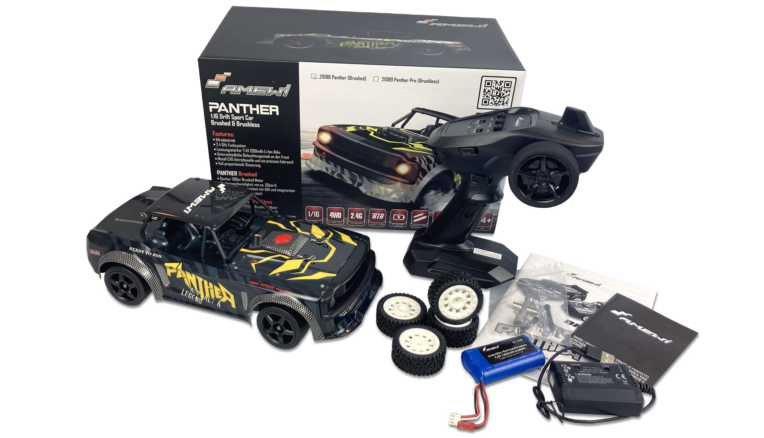Amewi Drift Panther Pro 4WD Gyro Brushless 1:16 RTR RC telecomandato
