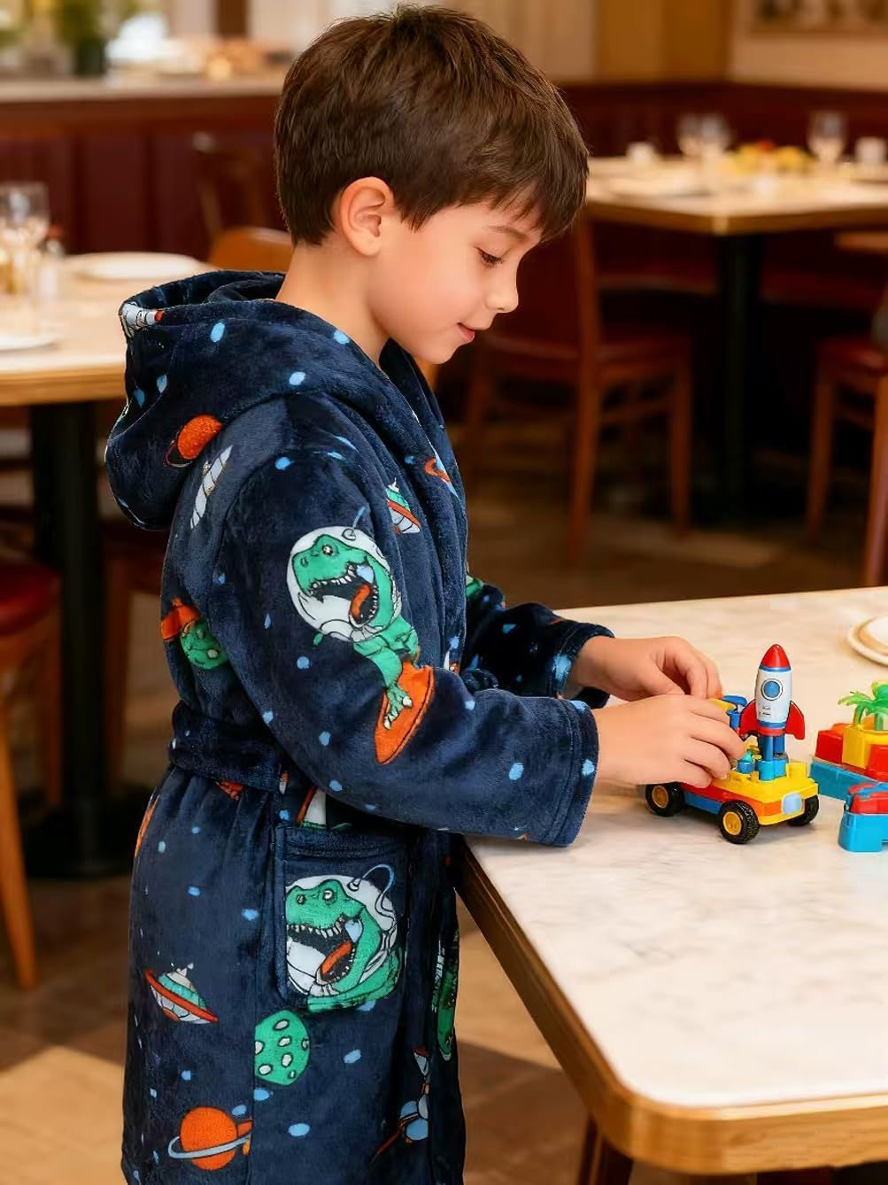 Boys Girls Robes Kids Toddler Flannel Hooded Bathrobe Pajamas Sleepwear 2-16 Years - Image 6