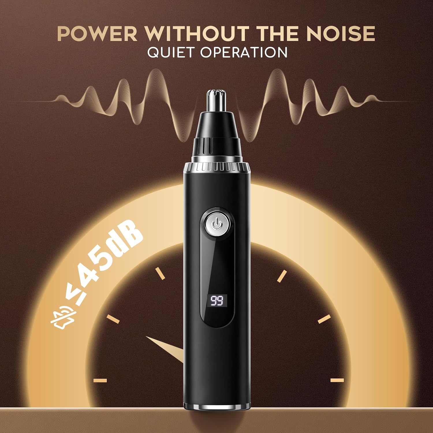 Nose Hair Trimmer for Men, 3-in-1 Rechargeable Ear and Nose Trimmer with LED Display, Painless Eyebrow, Sideburn and Facial Hair Trimmer, USB-C, Waterproof, Dual-Edge Blades(Black)