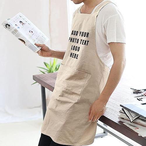Miniatura 3 de Delantal personalizado para hombres y mujeres delantal cruzado sin lazo para trabajo de jardinería