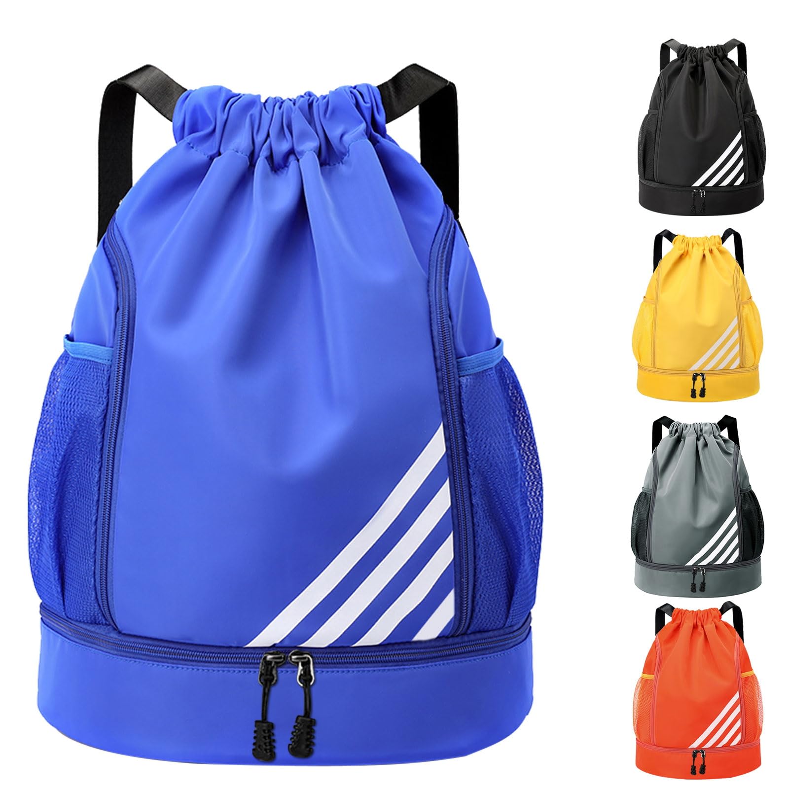 Tokeya Bolsas de Cuerdas Mujer Hombre Mochila Cuerdas Impermeable Saco de Gimnasia con Compartimento de Zapatos y Bolsillo Ligera Mochila de Playa para Senderismo Natacion Fitness Baloncesto