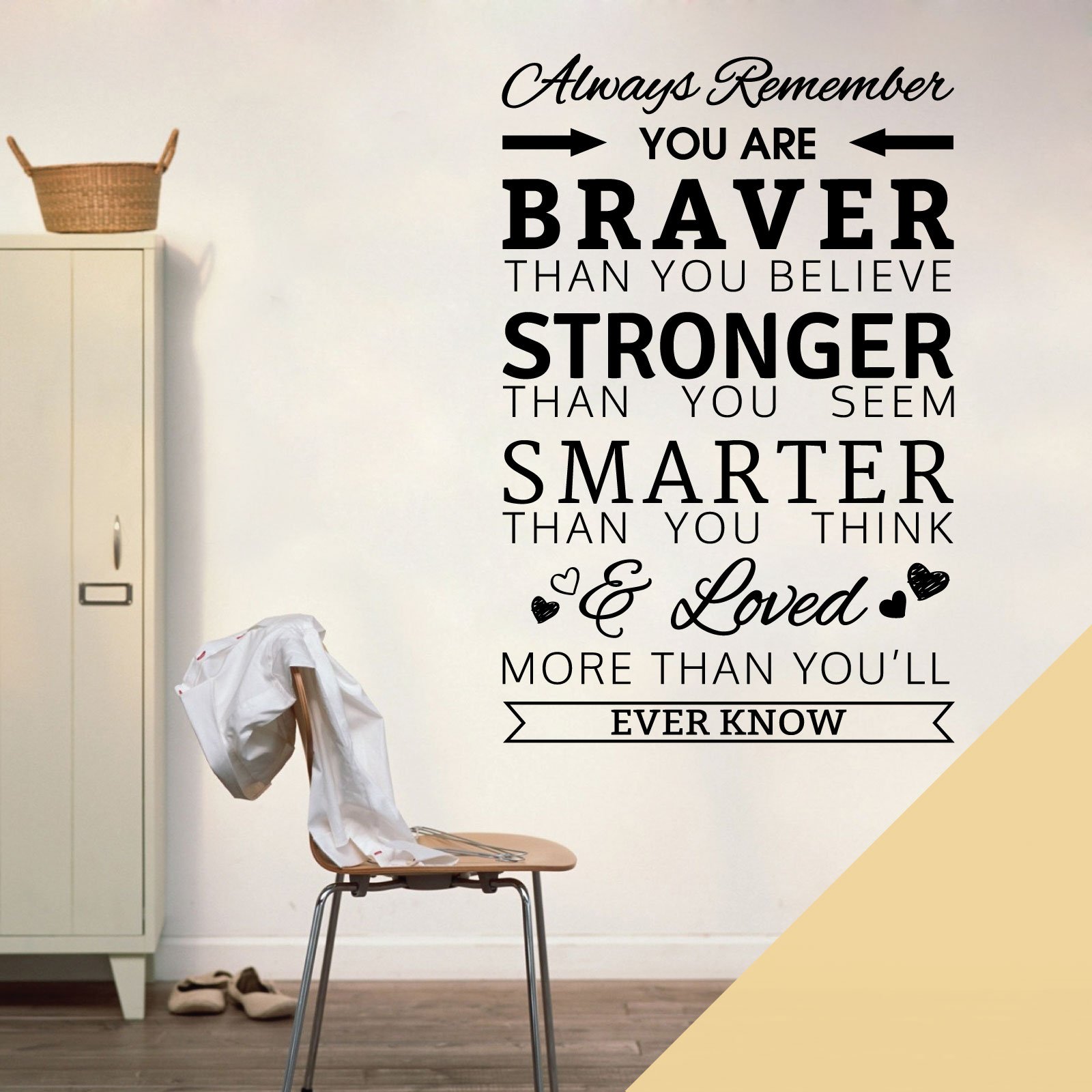 Always Remember, You are Braver Than You Believe, Stronger Than You Seem - Quote Decal Wall Sticker [Medium] [Cream] — image 1