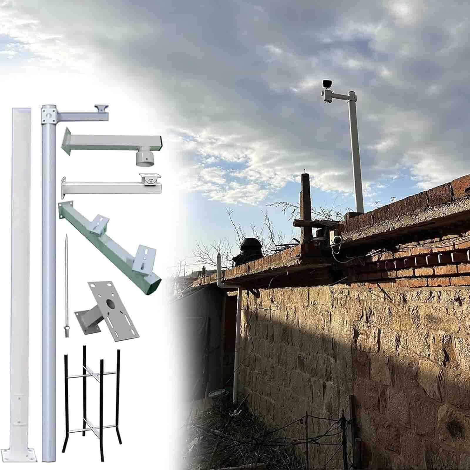 Regulowany metalowy słupek kamery bezpieczeństwa 2-6 m, pionowy słupek do nadzoru ze zdejmowanymi nóżkami, 4 wsporniki do kamer kopułkowych PTZ, ganek szkolny, na podwórko, 2 m
