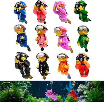 12 Pcs Floating Fish Tank Decorations, Cute Little Aquarium Diver, Floating Aquarium Accessories with Float Ball and Fishing Line, Diver Decoratio Fish Playmate for All Kinds of Fish Tanks