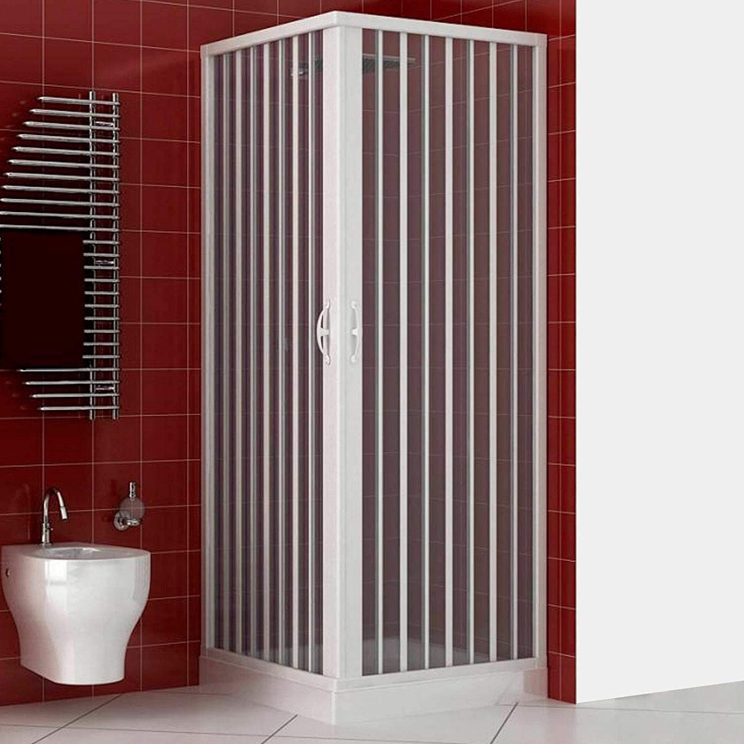 Box Doccia A Soffietto Angolare Riducibile Colore Bianco Pastello Modello Simply (70x70)