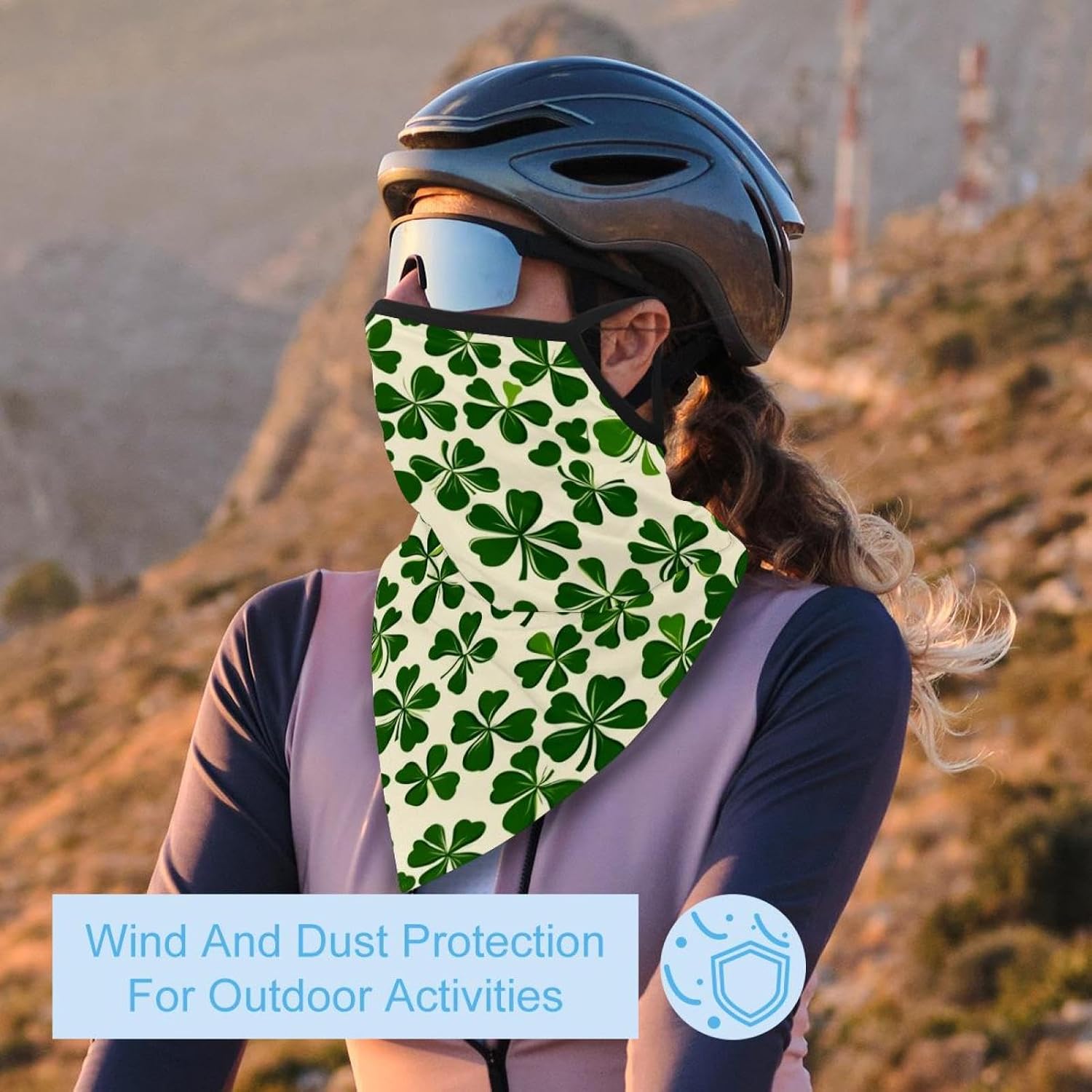 4 Pack Saint Patrick's Day Clover Leaf Neck Gaiter Face Scarf Cover Sun Protection Balaclava Cloth Bandanas with Ear Loops