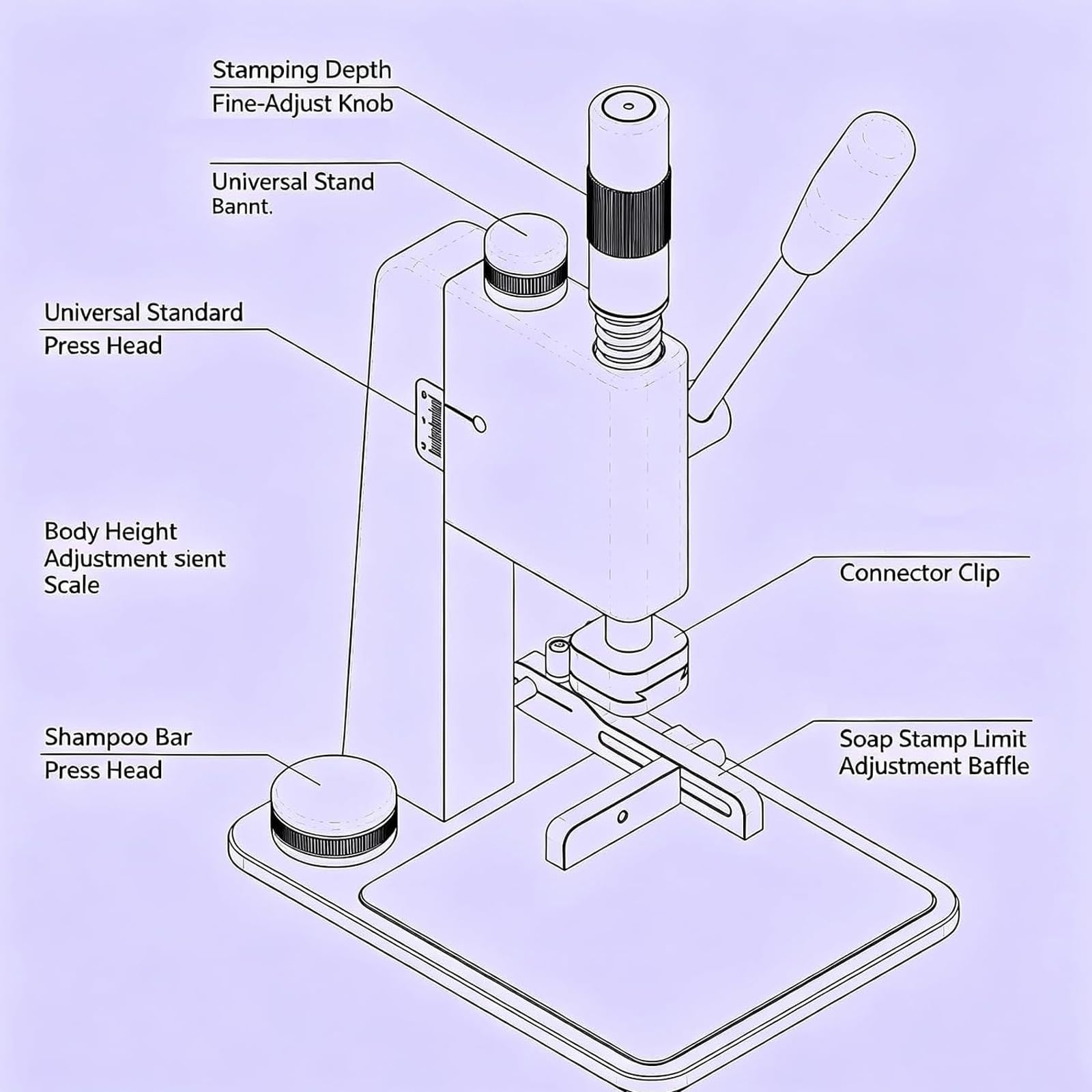 Máquina Manual para Estampar Jabón, Herramienta Artesanal para Repujar Jabón, Diseño con Mesa De Posicionamiento, Control De Profundidad De Precisión, Cabezales De Presión Reemplazables