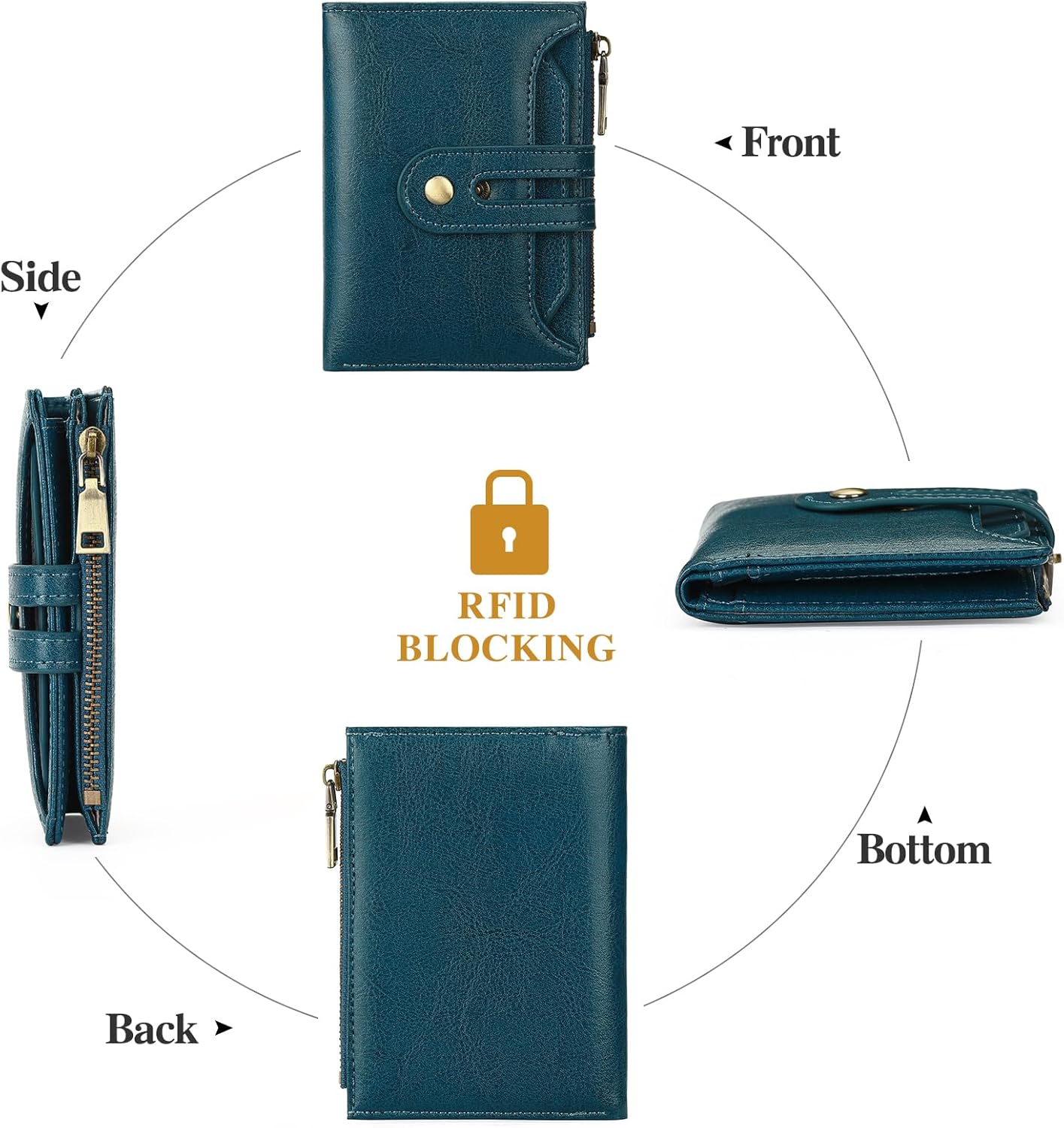 GOIACII Small Women's Wallet Leather Ladies Billfold Card Holder RFID Blocking with Zipper Coin Pocket - Image 6