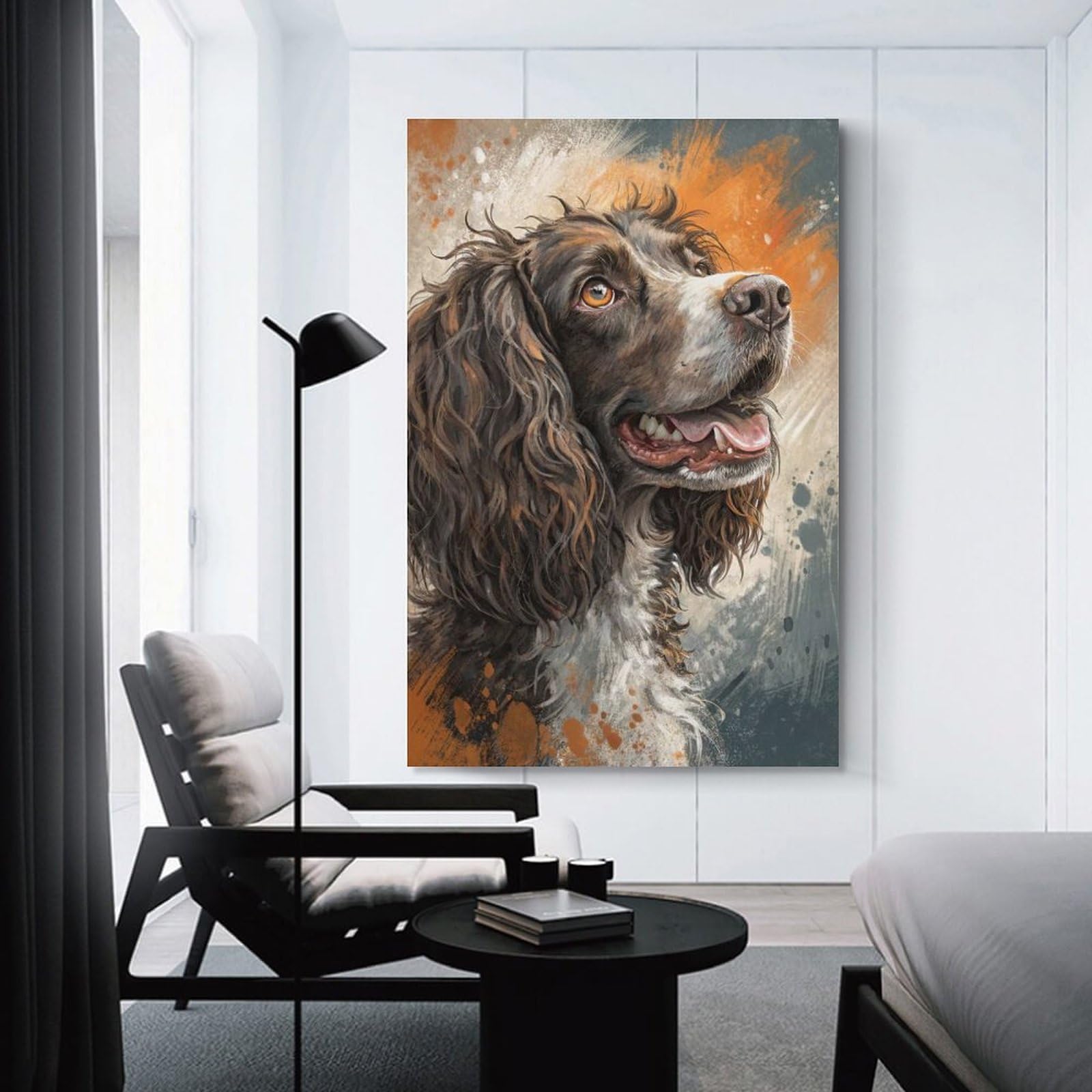 Junmoney Unframe-Style-3 Springer Spaniel Portrait Decorative Canvas Print, 24X36inch(60X90cm), For Hallway, Bedroom Or Modern Interiors, Gift Idea For Housewarming And Birthdays