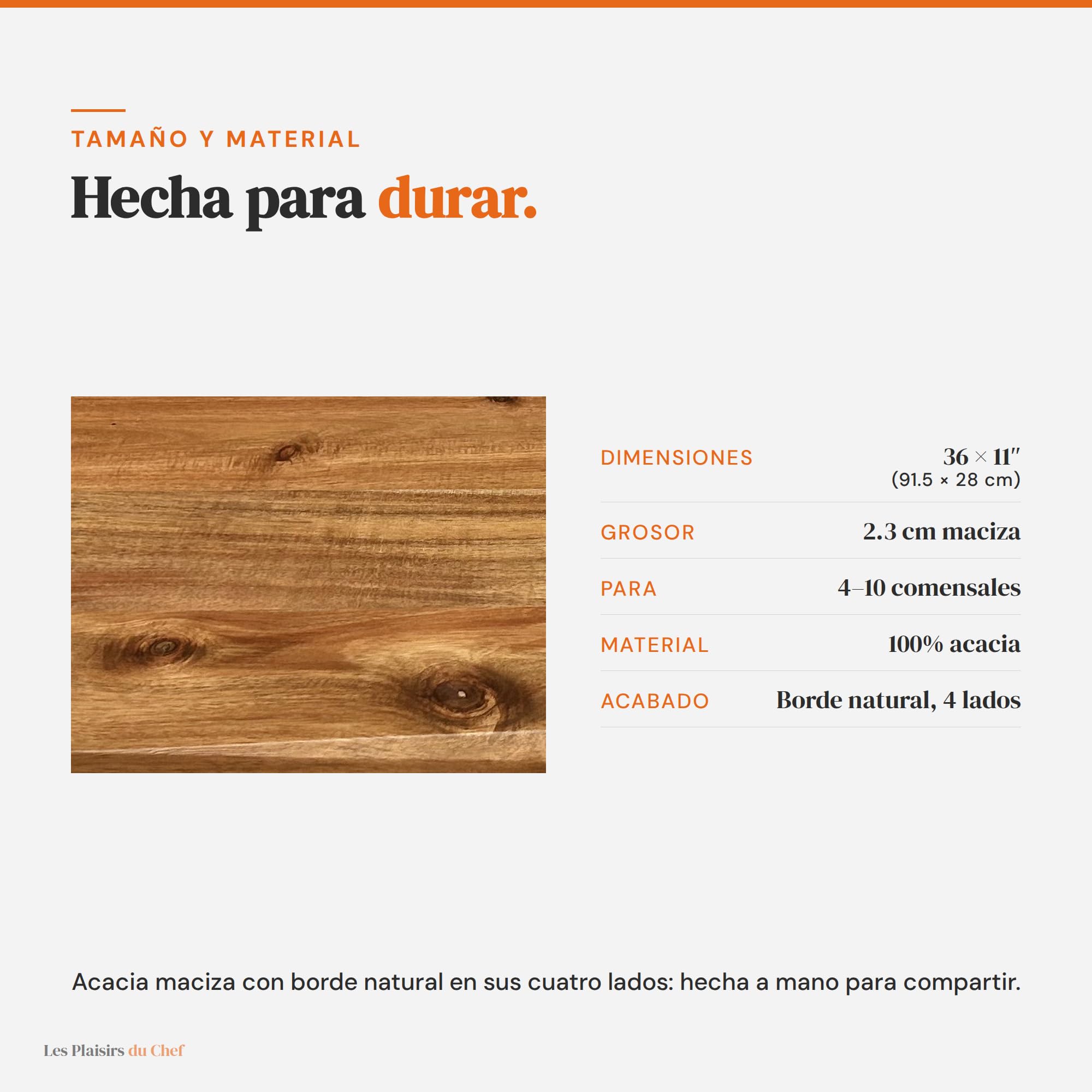 Tabla de Servir XXL 91,5 cm Madera de Acacia – Quesos y Charcutería