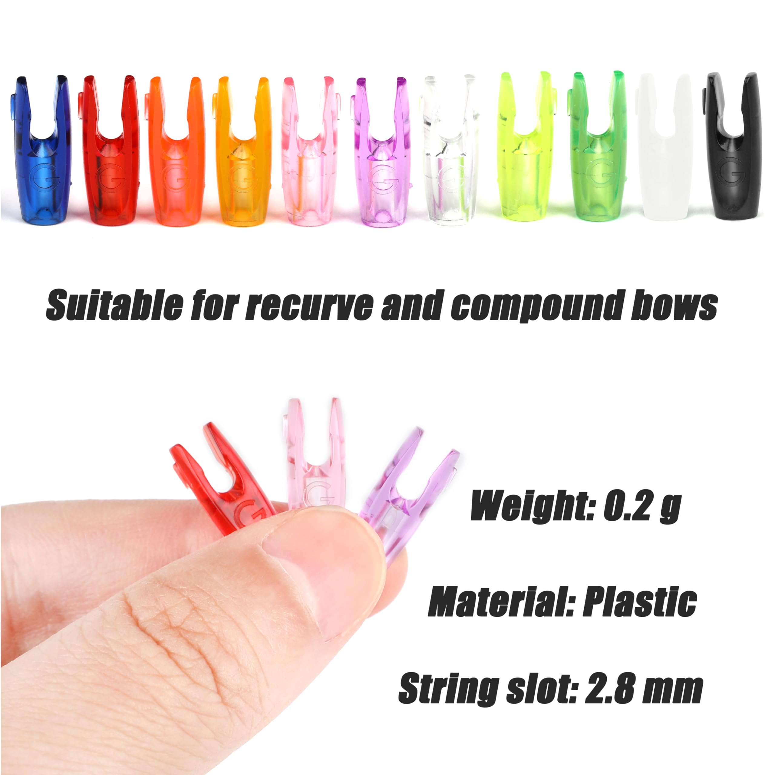 ZSHJG 50Pcs Tir à l'arc Flèche Encoches Plastique 5/16 Chasse Plastinock Flèche Encoches Shaft Accessoires d'extrémité (Noir