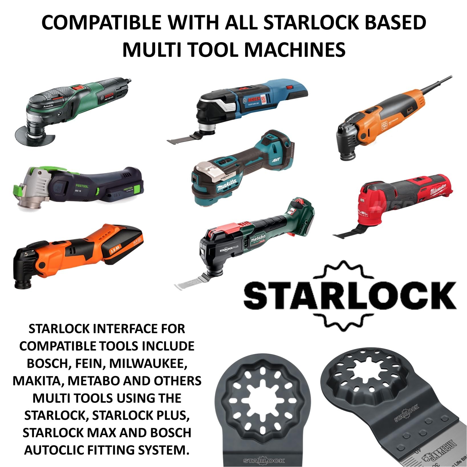 5 x SabreCut SCFNK5 Mix Bimetal (BIM) Cuchillas multiherramienta de larga duración compatibles con el sistema de ajuste multiherramienta Bosch Fein Starlock/Starlock Plus y Starlock Max y accesorios