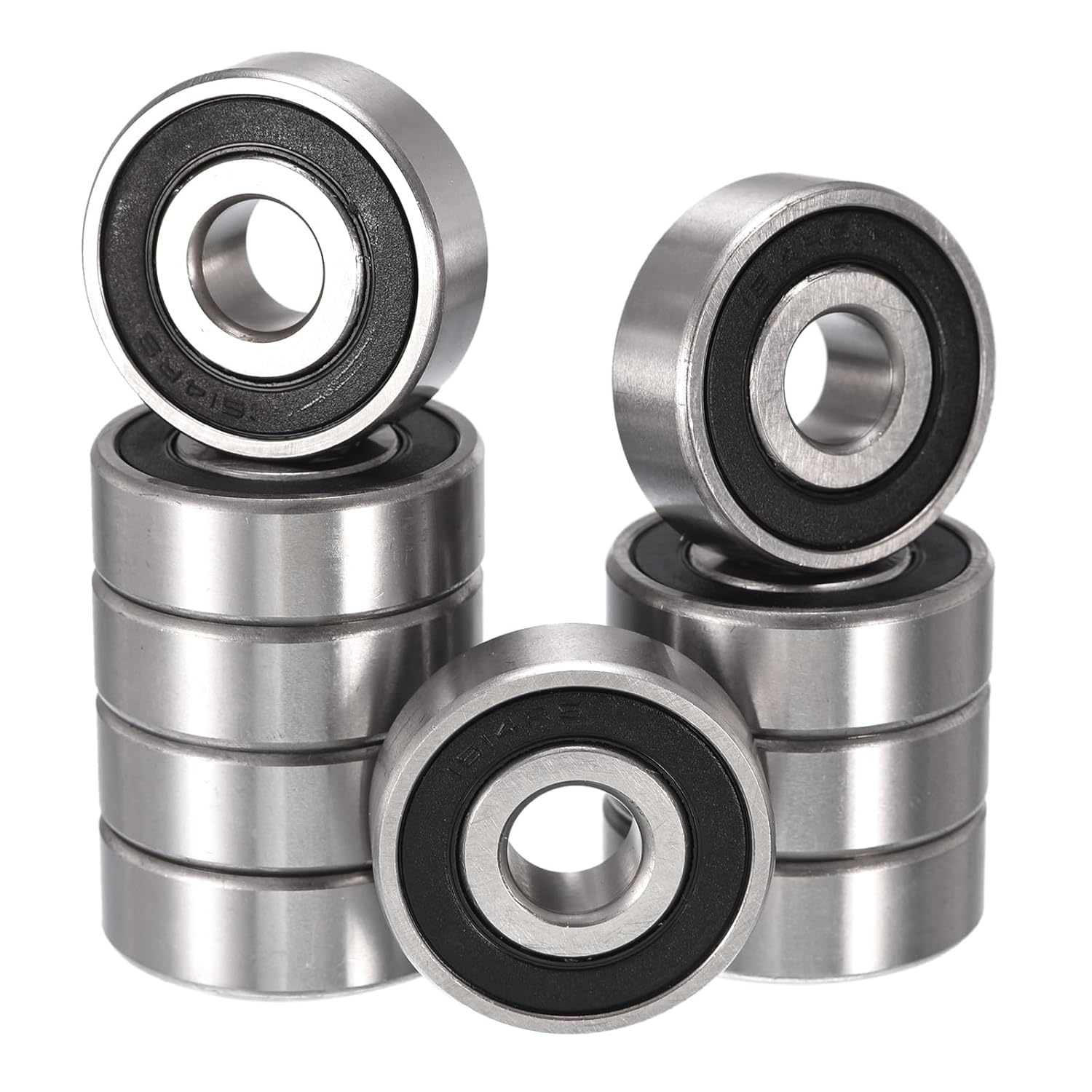 1614-2RS Deep Groove Ball Bearings, ID 3/8" x OD 1-1/8" x Width 3/8" Double Rubber Sealed Ball Bearing Pre-Lubricated Chrome Steel Z2 Lever 10pcs