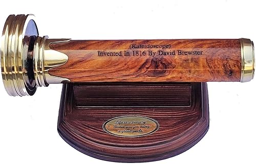 Miniatura 2 de Instrumentos de arco hechos a mano 8 pulgadas tubo de madera y anillo de latón caleidoscopio de trabajo mejor regalo de cumpleaños para niños