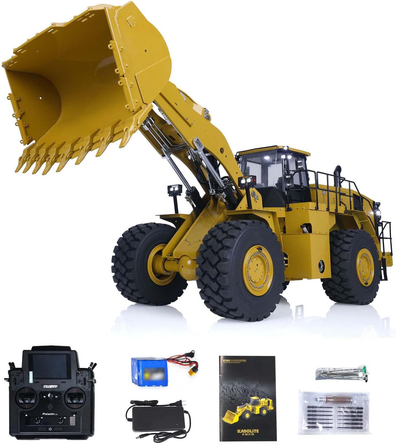 KABOLITE RC Hydraulic Heavy Loader RTR 1/14 HUINA K988 Upgraded Version Pl18 Lite Radio Motor ESC Servo Rotating Light Rock Shovel Bucket Construction Vehicle Model