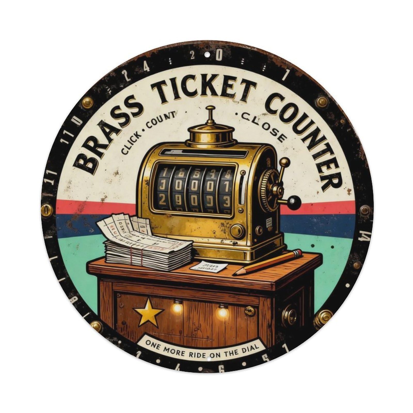 Brass Ticket Counter Sign Metal Tin Sign Plaque