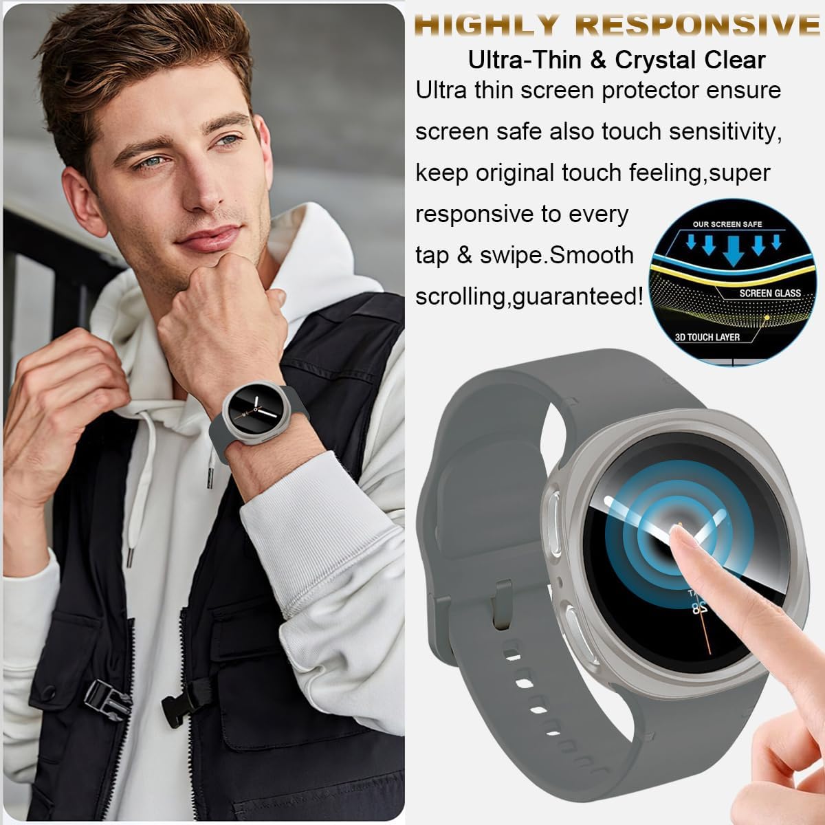 for Samsung Watch 8 Waterproof Case with Band