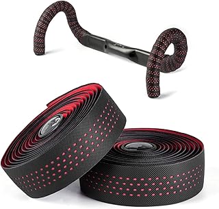 BESTYMXY BESTYMXY Road Bike Handlebar Tapes Made of EVA+PU, Professional Road Bicycle Bar Tape, Racing Bike Handle Wraps, Bicycle Handlebar Grips Cover with End Plugs (Red)
