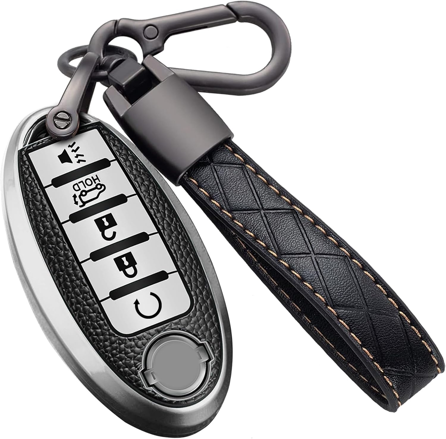Montague Key Fob Cover for Nissan with Keychain Accessories, Premium TPU Full Protection Key Case for Altima Rogue Sentra Maxima Armada Pathfinder Murano, for Infiniti Key Shells (5-Buttons, Silver)