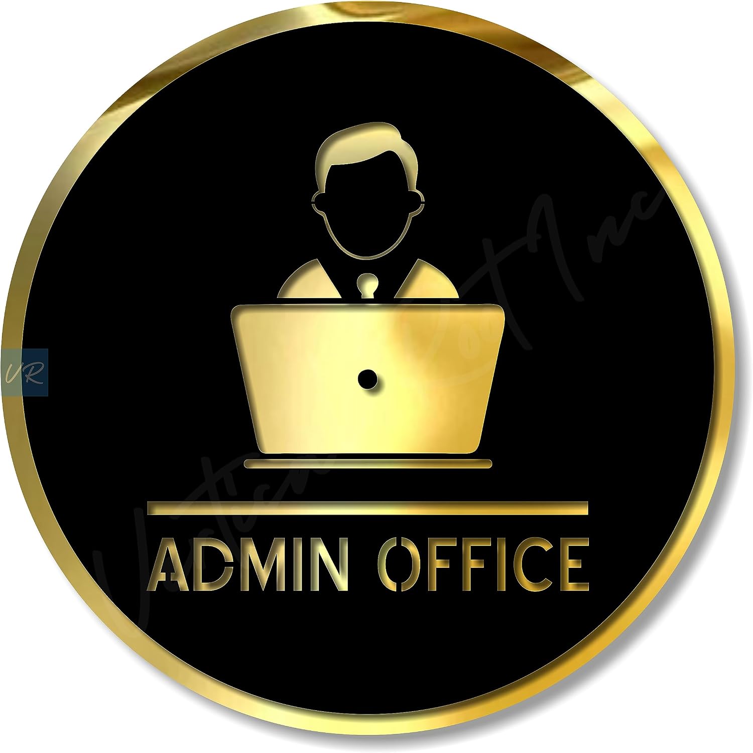 Premium BLACK GOLD Finish AcrylicADMIN OFFICE DOOR Sign Easy to Mount 3M Self-Adhesive Tape Signage for Hotel Office Resort Society Corporate Business Hospital