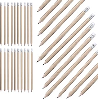 noTrash2003 100 lápices de madera natural con goma de borrar, HB, preafilados, 19 cm de longitud, sostenibles