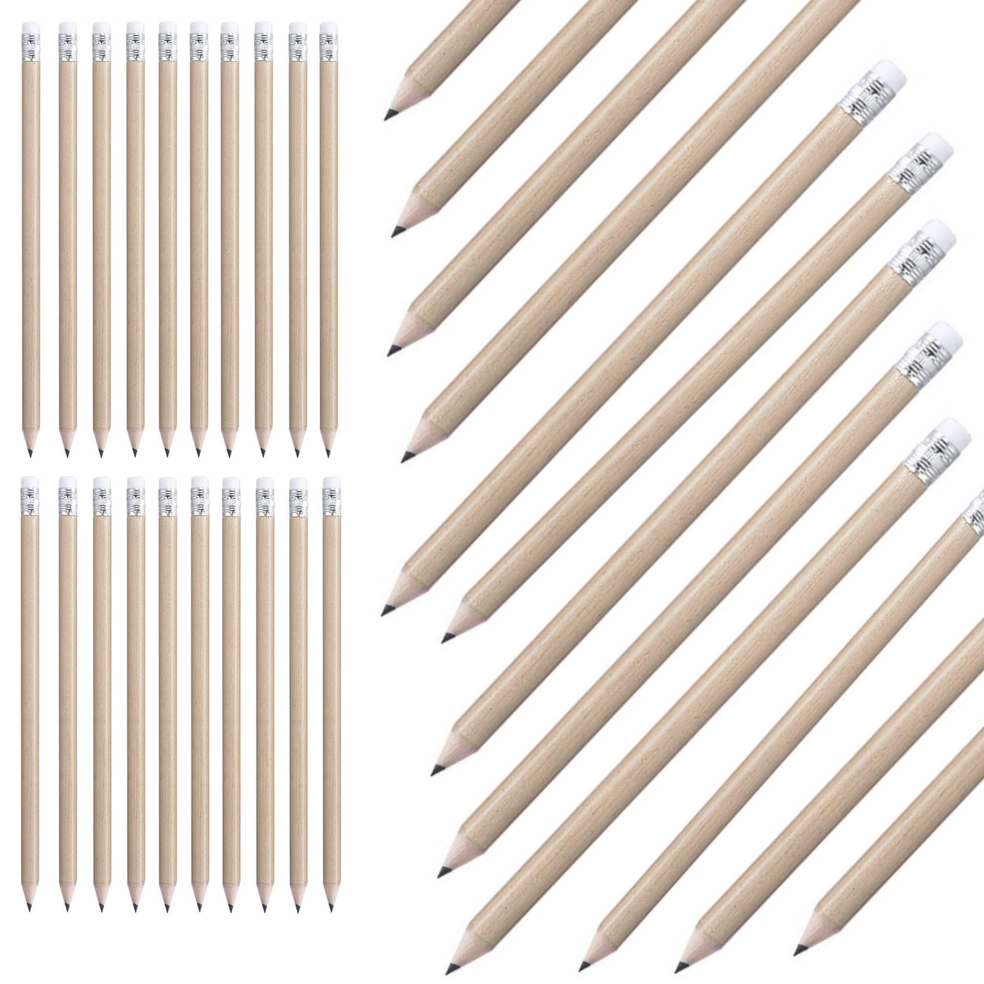 noTrash2003 Pack of 100 Natural Wood Coloured Pencils with Eraser HB Pre-Sharpened 19 cm Length Economy Pack Sustainable