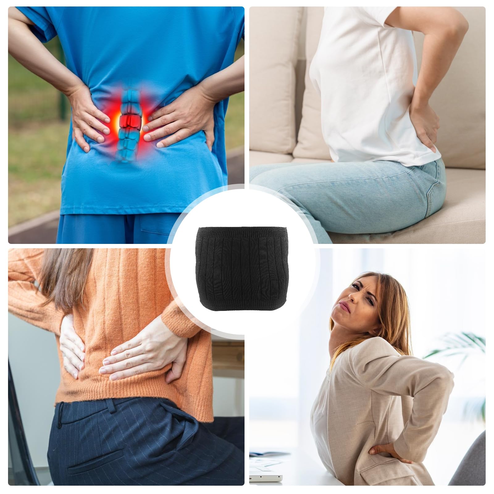 SPORWAY Calentador de espalda de cachemira para mujer: calentador de cintura para invierno, cinturón de calor para riñones, cintura elástica, soporte para cintura, protector de cintura, calentador de