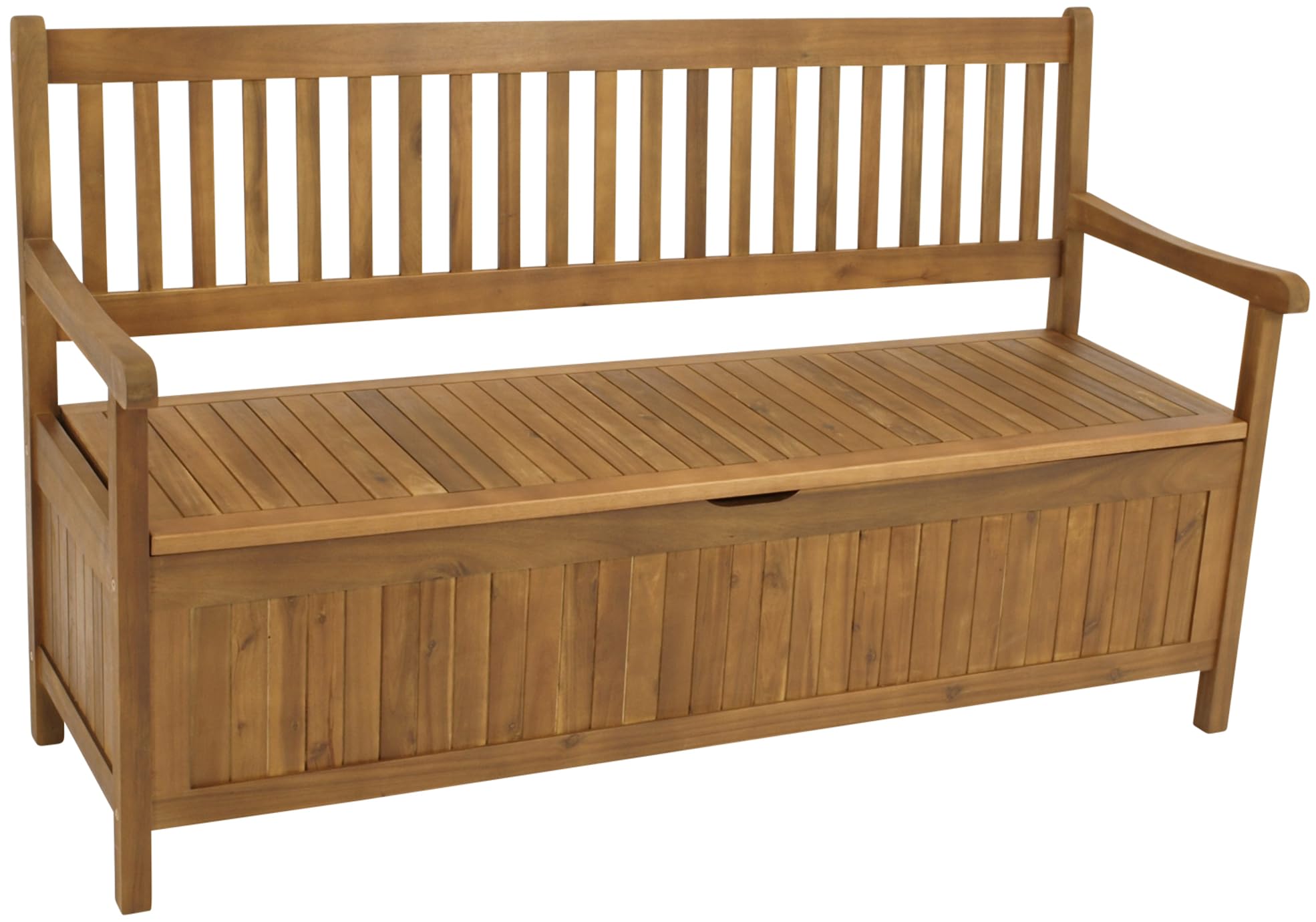 DEGAMO Gartenbank Truhenbank Benita 3-Sitzer 150 cm – Akazienholz braun geölt, Outdoor mit Staukasten
