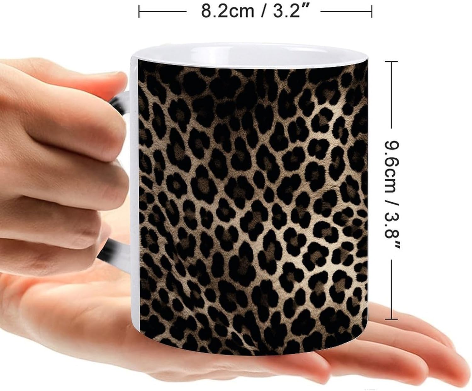 Black Leopard Print Color Changing Mug Heart-Shaped Handle Mugs Fashionable Tea Cup Coffee Cup Popular Tumbler And Cups For Office Workers Mug & Unique Gift Giving Teacup image 2