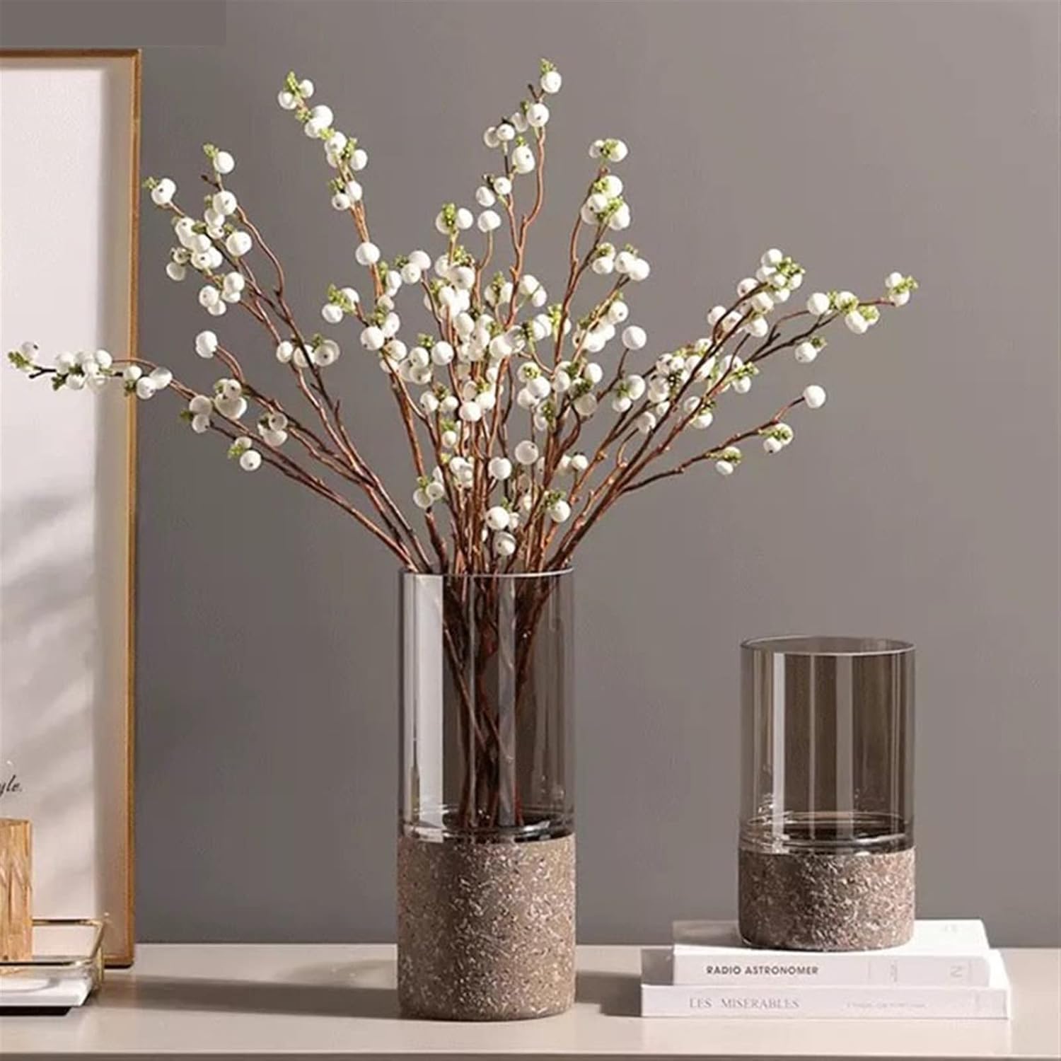 Vase Minimalist European Transparent Glass Vase Hydroponic Flower Pots Decorative Desk Decoration Cylinder Vases Modern Home Decor Suitable for dining and living room home decoratio(Small)