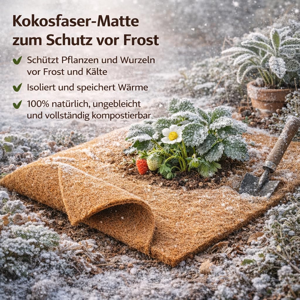 Kokosmatte 100% Biologisch Winterschutz für Pflanzen Kälteschutz in 25cm / 50cm / 75 cm / 100cm (Breite) - (Meterware) Garten (50cm x 5m)
