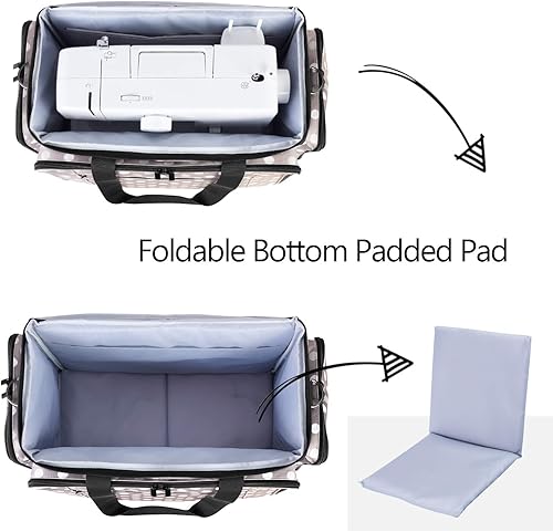 Miniatura 3 de LUXJA Bolsa de transporte para máquina de coser con cubierta para máquina de coser, puntos grises