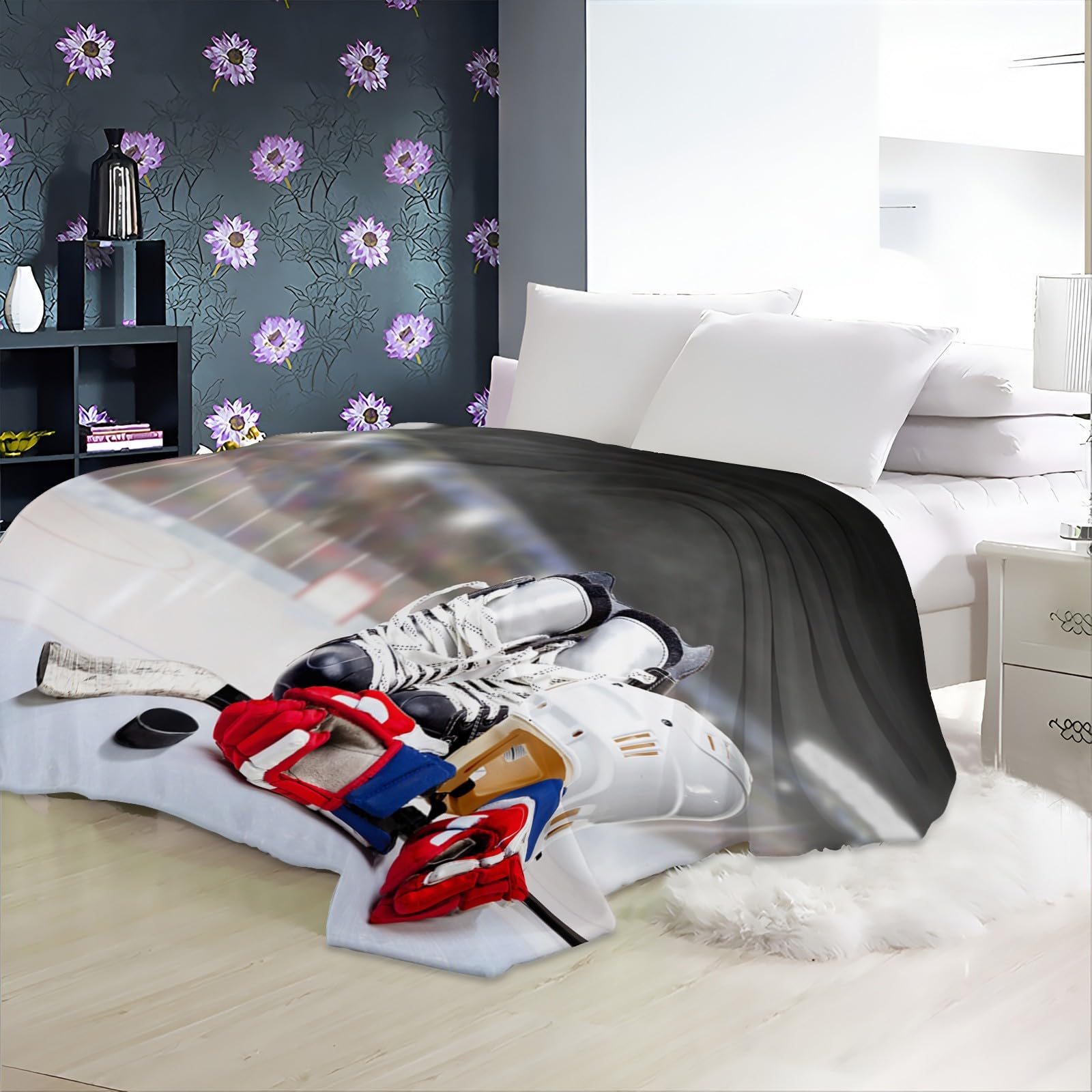 Coperta Hockey Su Ghiaccio 150x200cm - Flanella Sherpa Morbida - Per Sport, Casa E Campeggio - Foto 8