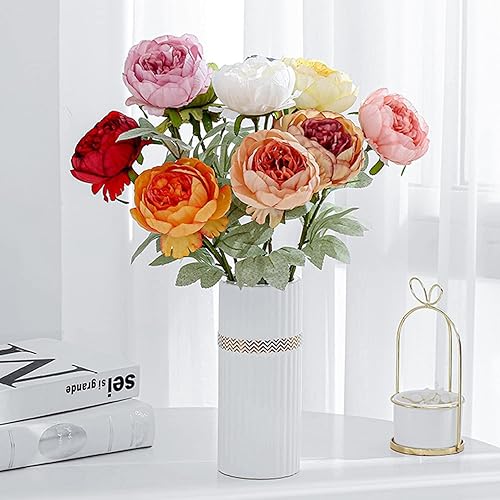 Miniatura 4 de Jarrón de cerámica para decoración del hogar, jarrones de flores blancas modernos para sala de estar, 8.5 pulgadas de alto x 3.7 pulgadas de ancho,