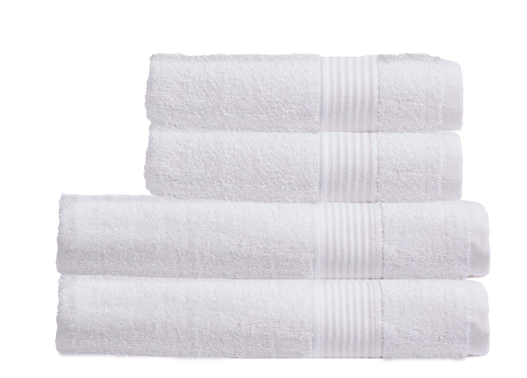 Olivia Rocco Egyptian Cotton Towels Home Bathroom Towel Set Bale Fade Resistant 500gsm Home Collection Bales Bath Sets, 2 Bath and 2 Hand Towels White
