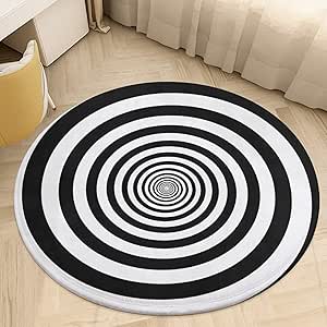 Amazon.com: MoBlinko Hypnotic Spiral Vortex Round Rugs 2 Ft Black and ...