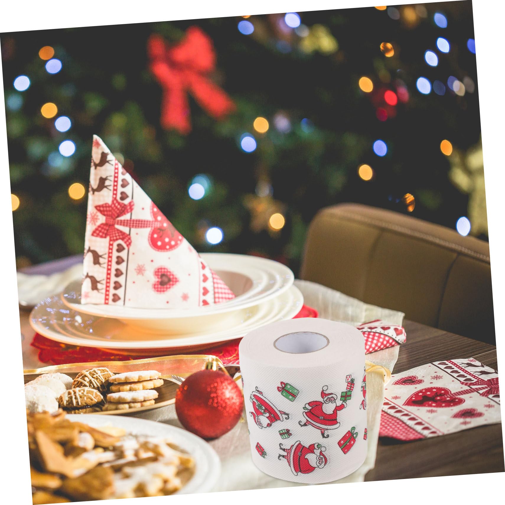 5 Tovaglioli Natalizi Igienica Spessa e Assorbente con Disegni Festivi Albero e Regali per Cucina e Natale