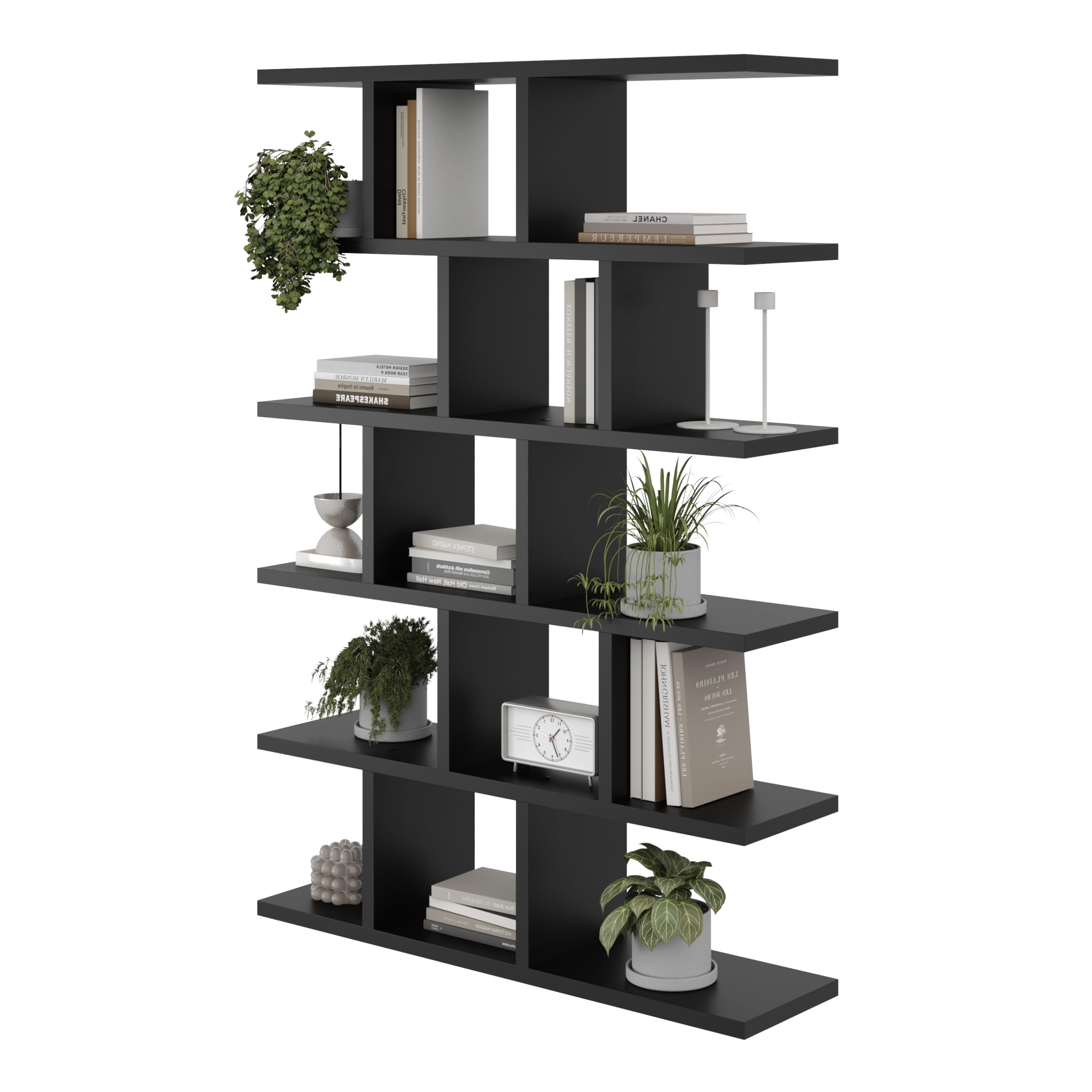 Mordern - Estantería de pared (100 x 70 x 18 cm), diseño para salón, dormitorio, oficina y cocina (negro)