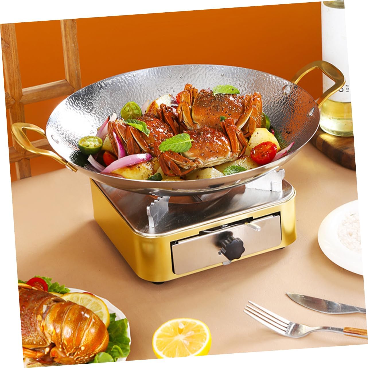 Hard Anodized Griddle Pan Double Handles Stainless Steel Cooking Pan Lid
