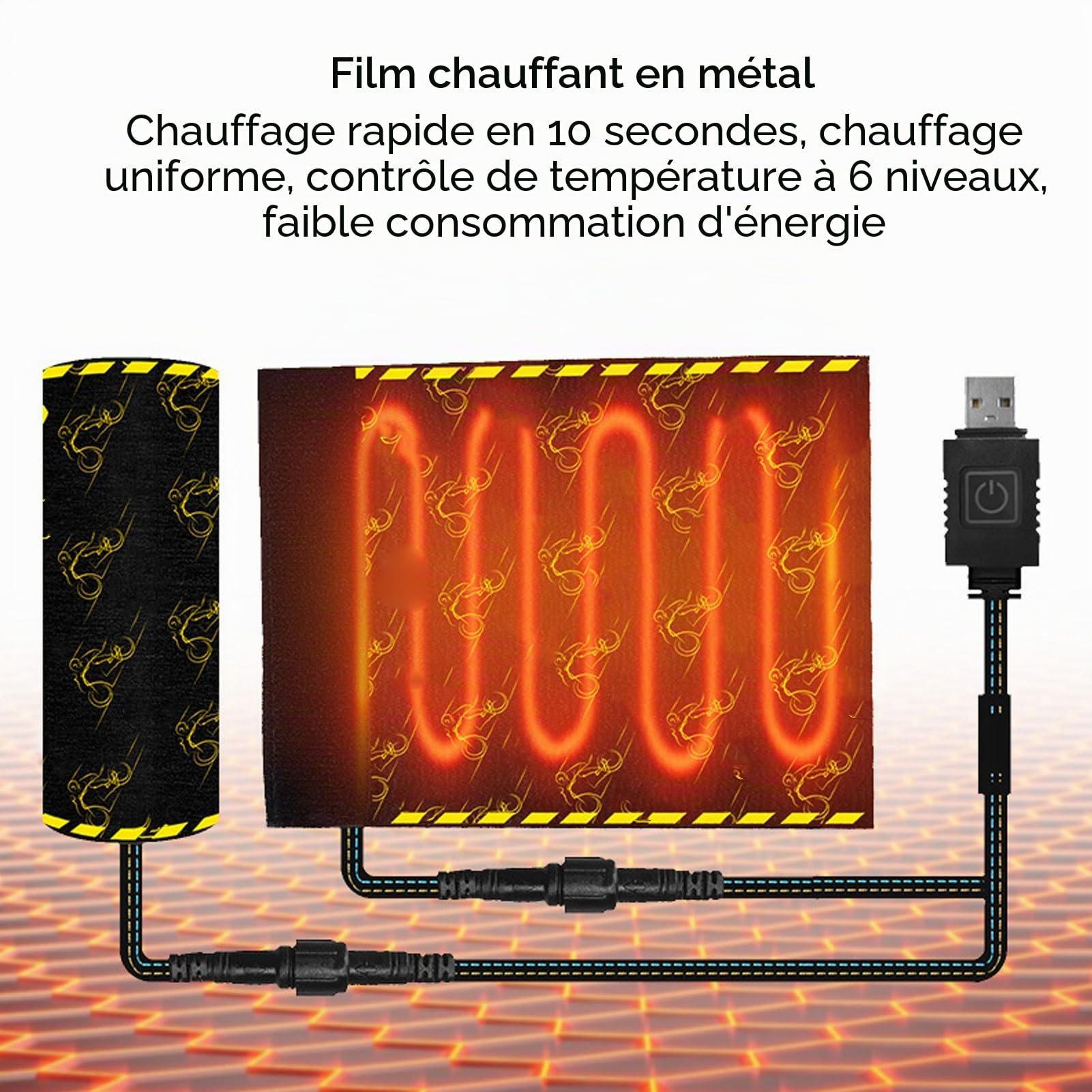 Asixxsix Couvercle de Poignées de Moto Chauffantes, Chauffage Rapide en 10 Secondes, 6 Niveaux de Température, Chauffage de Guidon alimenté par USB avec Fonction de Mémoire, étanche